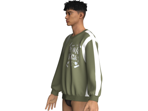 男士虹彩印花卫衣 3D 模型