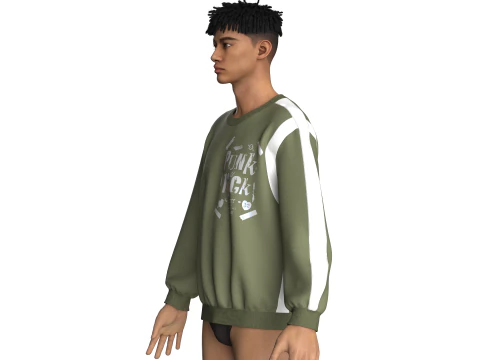 Men Iridescence Printed Sweatshirt 3D Model