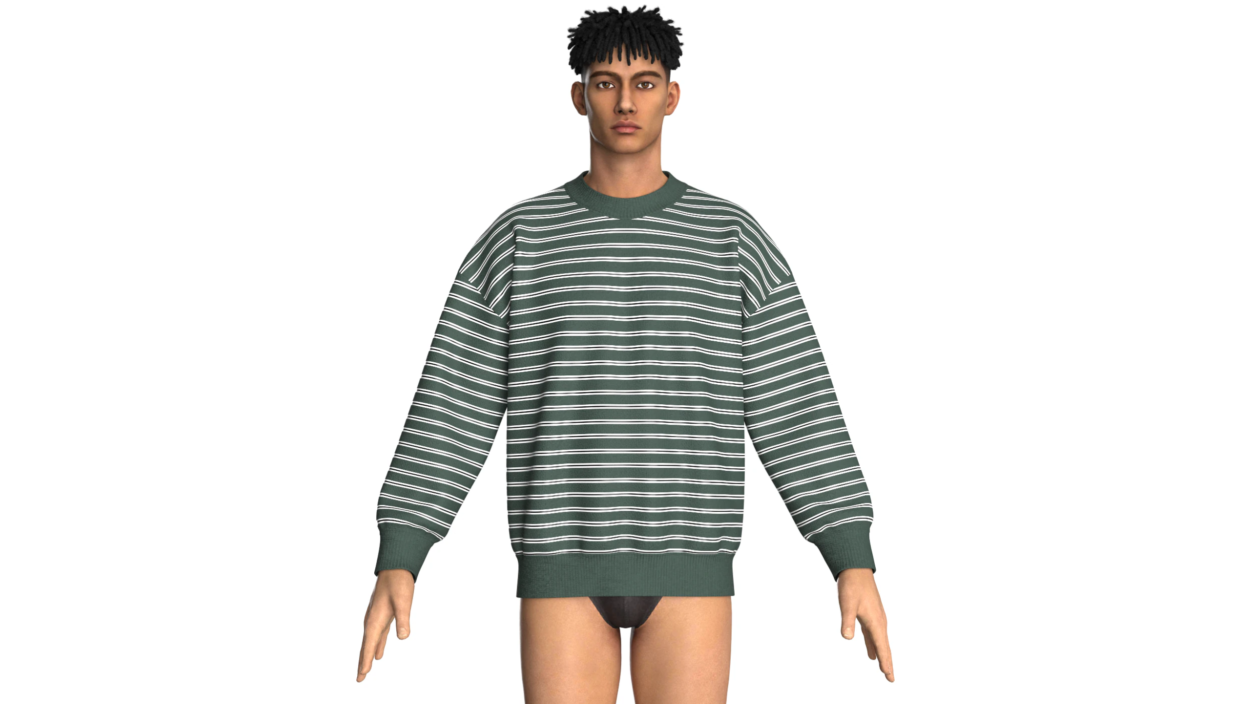 Men Striped Oversized Sweatshirt 3D Model .c4d .max .obj .3ds .fbx .stl .blend 