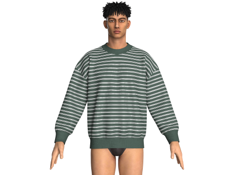 Moletom Masculino Listrado Oversized Modelo 3D