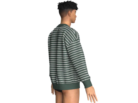 Men Striped Oversized Sweatshirt 3D Model
