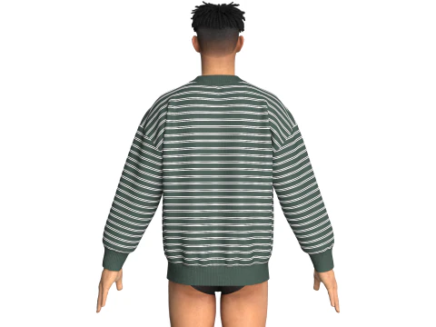 Men Striped Oversized Sweatshirt 3D Model