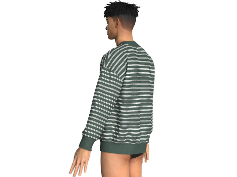 Men Striped Oversized Sweatshirt 3D Model