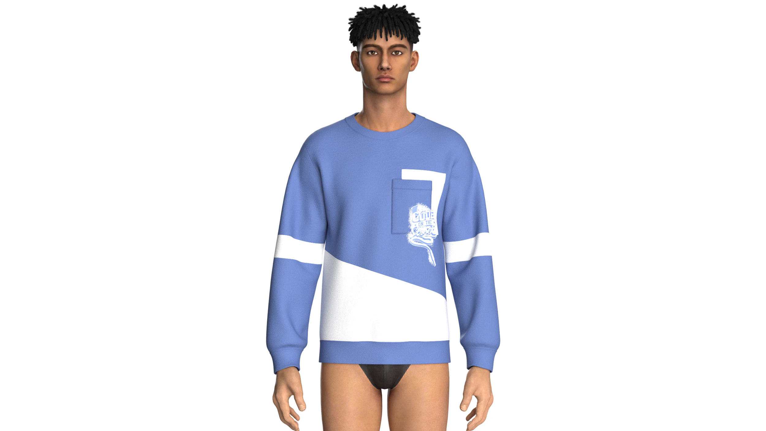 Men Printed Pocket Sweatshirt 3D Model .c4d .max .obj .3ds .fbx .stl .blend 