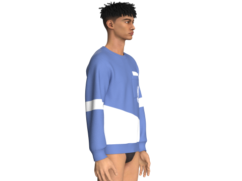 Męska bluza z kieszeniami i nadrukiem Model 3D