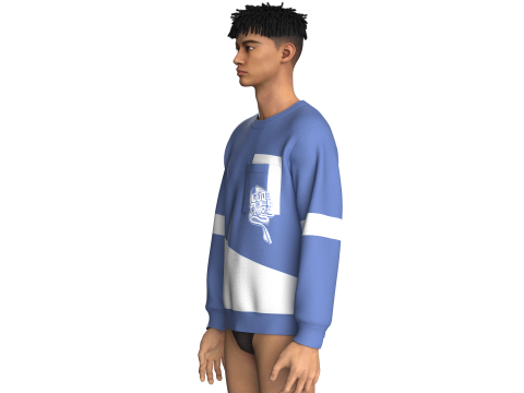 Męska bluza z kieszeniami i nadrukiem Model 3D