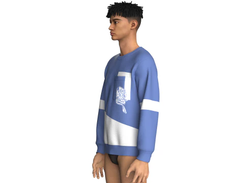 Men Printed Pocket Sweatshirt 3D Model