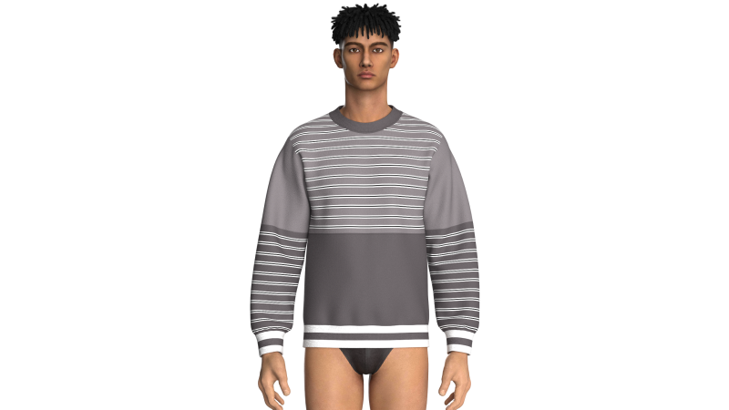 Men Striped Fashion Sweatshirt 3D Model .c4d .max .obj .3ds .fbx .stl .blend