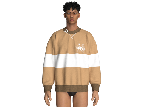 Мужская толстовка большого размера с трип-воротником 3D Модель