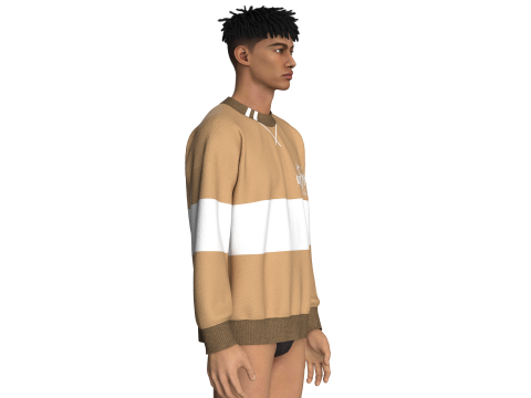 Hombres Sudadera extragrande con cuello tripping Modelo 3D