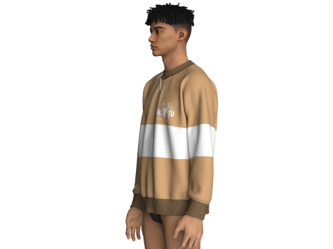 Hombres Sudadera extragrande con cuello tripping Modelo 3D