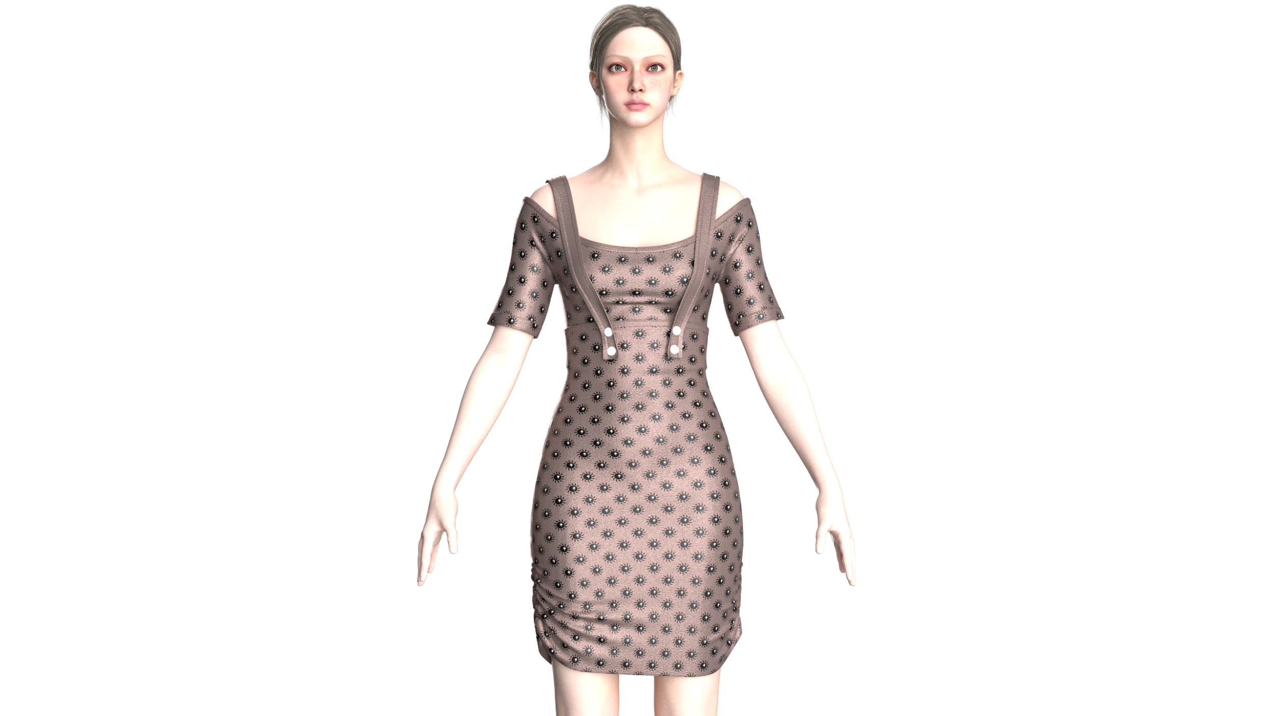 Girls Fashion Party Dress V2 3D Model .c4d .max .obj .3ds .fbx .stl .blend 