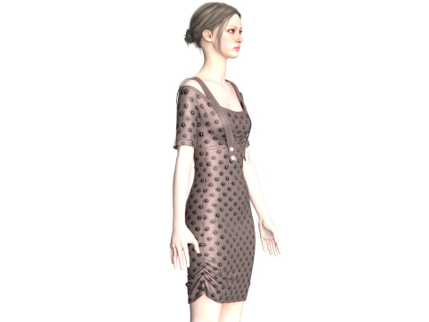 Girls Fashion Party Dress V2 3D Model