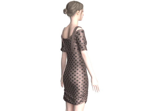 Girls Fashion Party Dress V2 3D Model