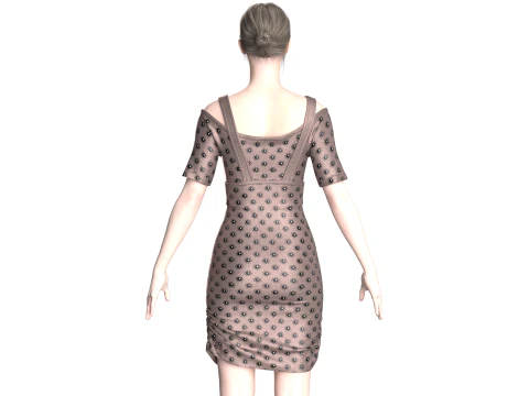 Girls Fashion Party Dress V2 3D Model