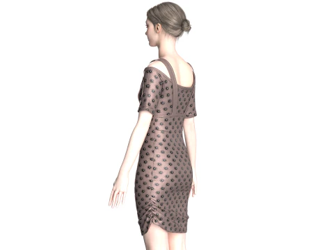 Girls Fashion Party Dress V2 3D Model