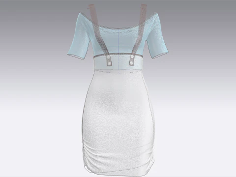 Girls Fashion Party Dress V2 3D Model