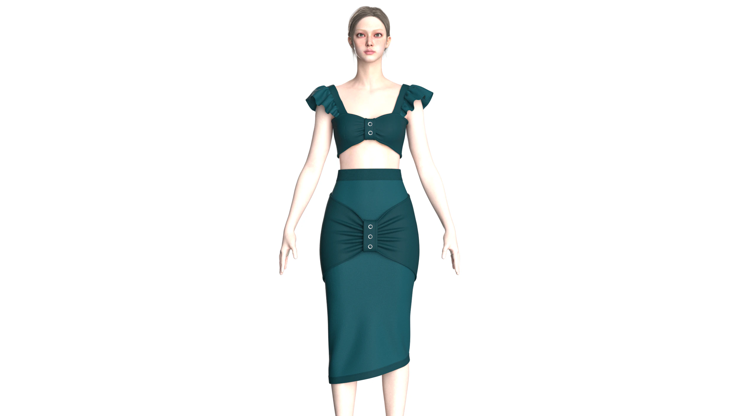 Girls Crop Top With Skirt V6 3D Model .c4d .max .obj .3ds .fbx .stl .blend 