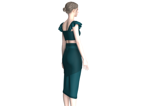 Kız Çocuk Etekli Crop Top V6 3D Model