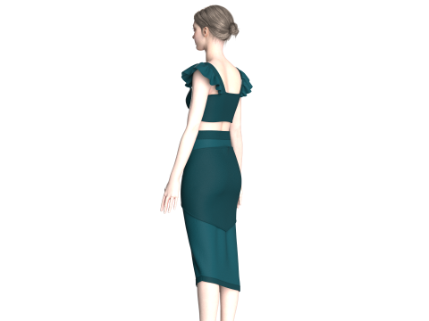 Kız Çocuk Etekli Crop Top V6 3D Model