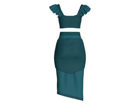 Kız Çocuk Etekli Crop Top V6 3D Model