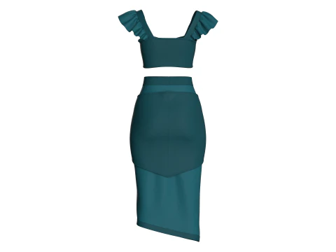 Girls Crop Top With Skirt V6 3D Model