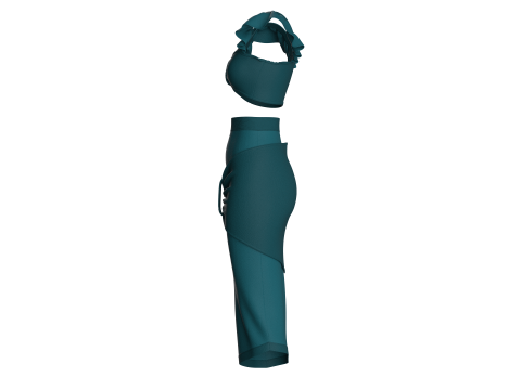 Kız Çocuk Etekli Crop Top V6 3D Model