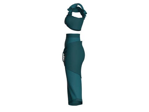 Girls Crop Top With Skirt V6 3D Model