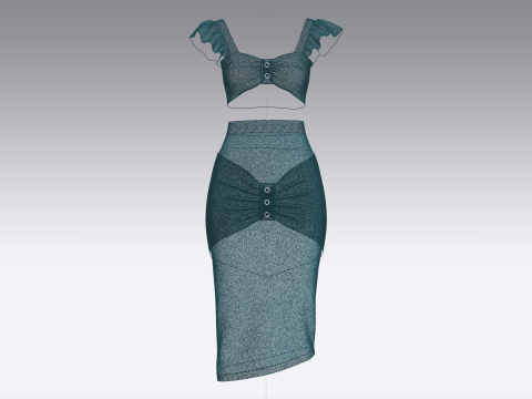 Kız Çocuk Etekli Crop Top V6 3D Model