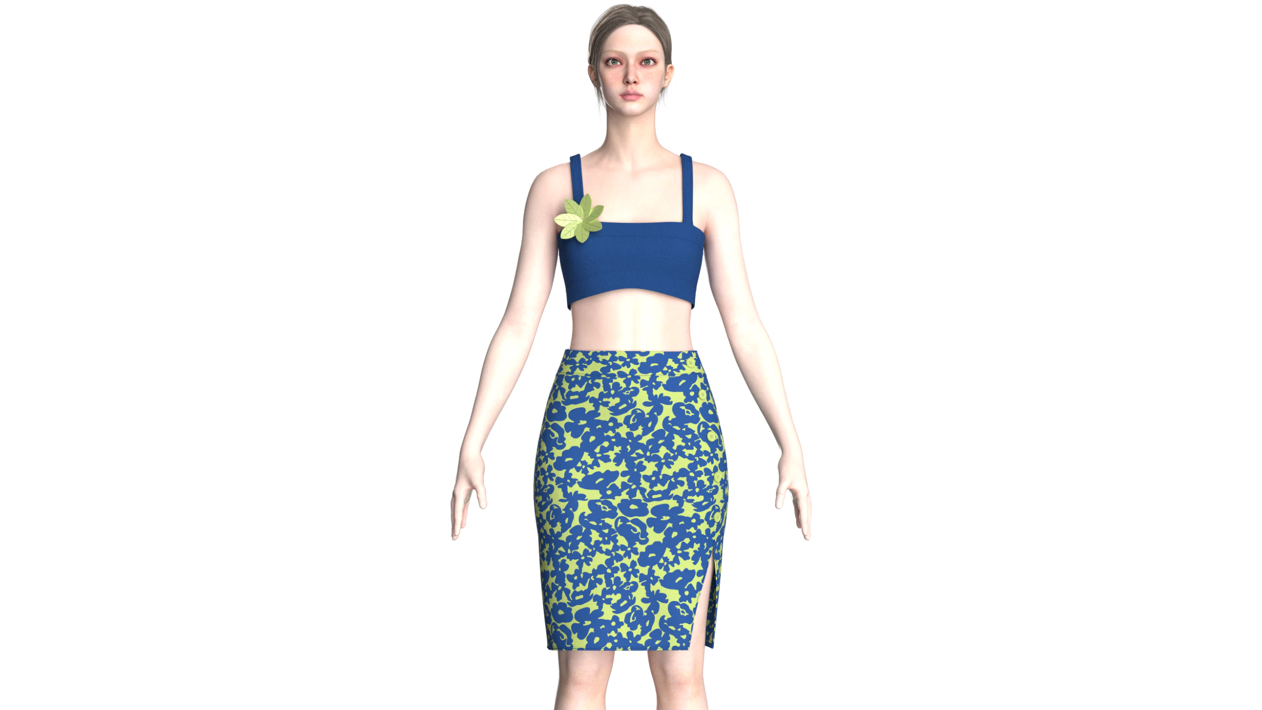 Girls Crop Top With Skirt V7 3D Model .c4d .max .obj .3ds .fbx .stl .blend 