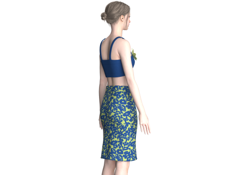 Atasan Potong Anak Perempuan Dengan Rok V7 Model 3D