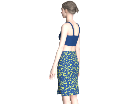 Atasan Potong Anak Perempuan Dengan Rok V7 Model 3D