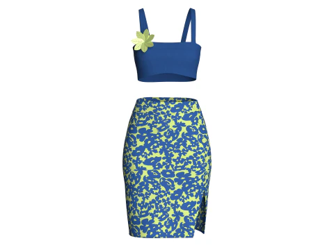 Girls Crop Top With Skirt V7 3D Model