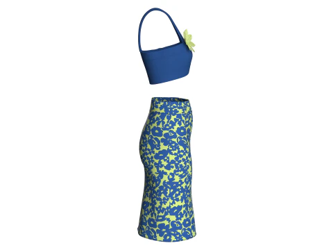 Girls Crop Top With Skirt V7 3D Model