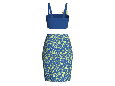 Girls Crop Top With Skirt V7 3D Model