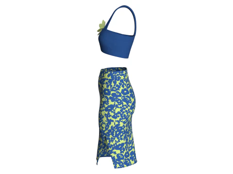 Girls Crop Top With Skirt V7 3D Model