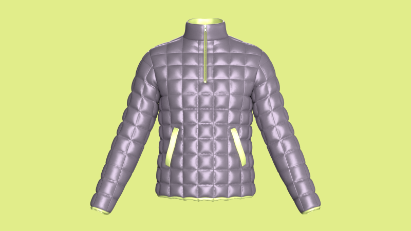 休闲男式拉链冬季衬垫夹克 - 外套 3D 模型 .c4d .max .obj .3ds .fbx .stl .blend 