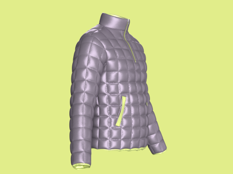 休闲男式拉链冬季衬垫夹克 - 外套 3D 模型