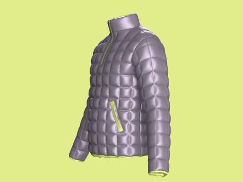 休闲男式拉链冬季衬垫夹克 - 外套 3D 模型