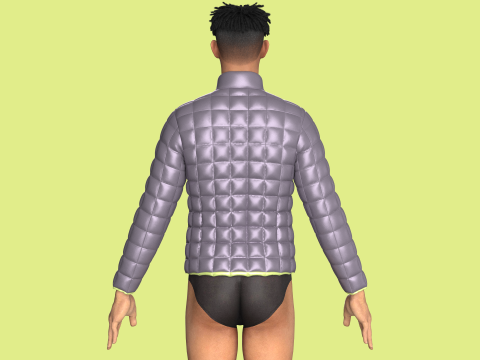 休闲男式拉链冬季衬垫夹克 - 外套 3D 模型