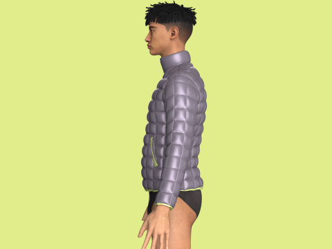 休闲男式拉链冬季衬垫夹克 - 外套 3D 模型