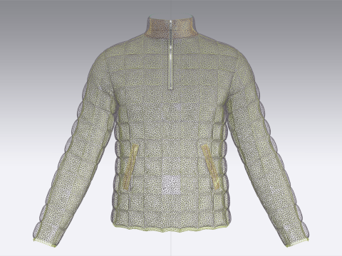 休闲男式拉链冬季衬垫夹克 - 外套 3D 模型