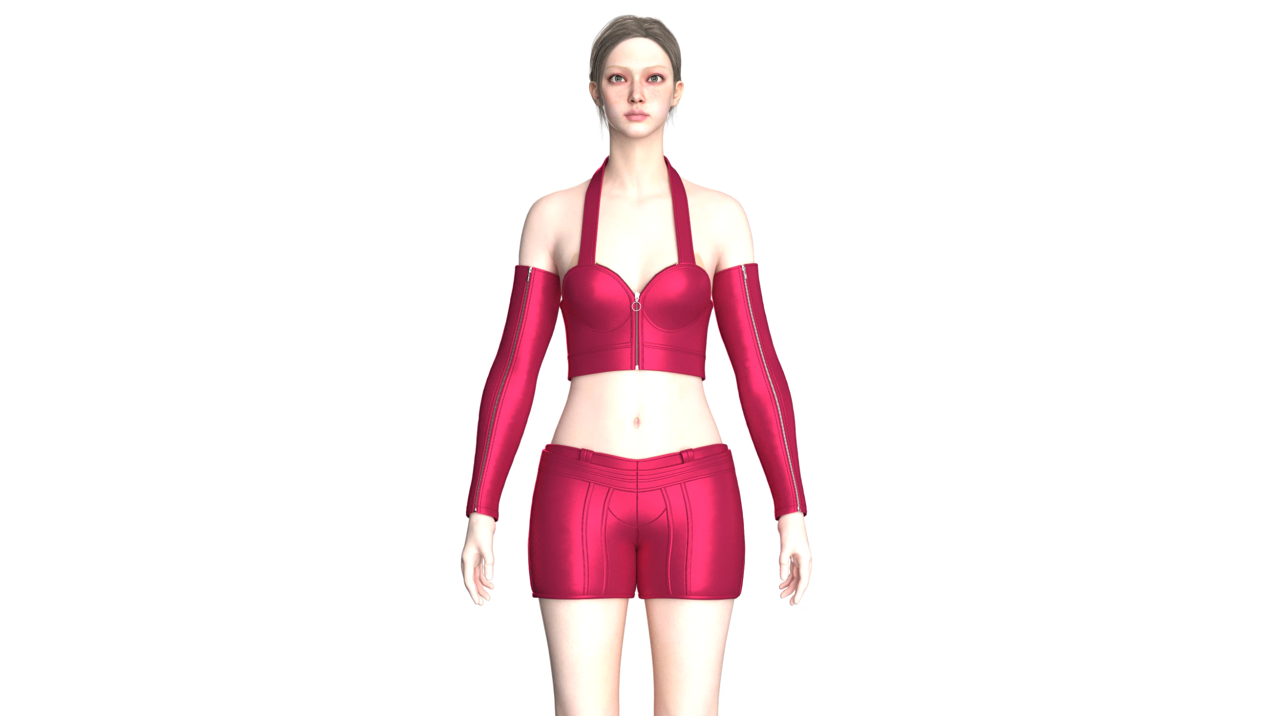 Girls Bralette With Shorts - Second life Outfit 3D Model .c4d .max .obj .3ds .fbx .stl .blend 