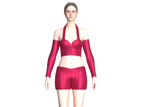 Bralette Meninas Com Shorts - Roupa Second life Modelo 3D