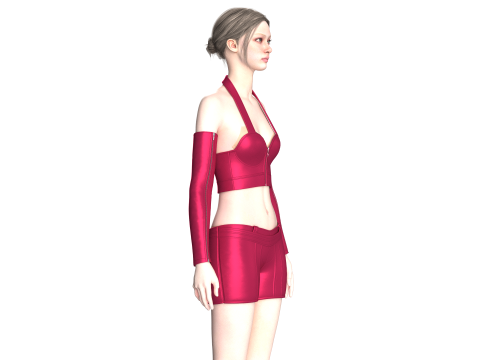 Girls Bralette With Shorts - Second life Outfit 3D Model