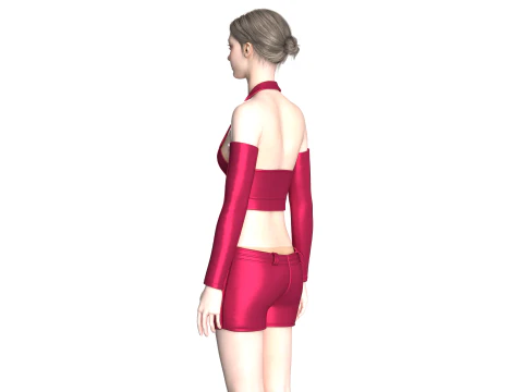 Girls Bralette With Shorts - Second life Outfit 3D Model