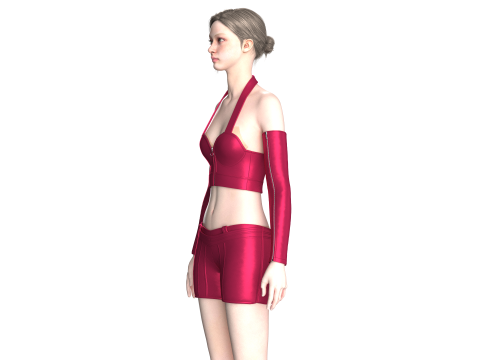 Girls Bralette With Shorts - Second life Outfit 3D Model