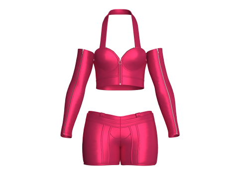 Girls Bralette With Shorts - Second life Outfit 3D Model