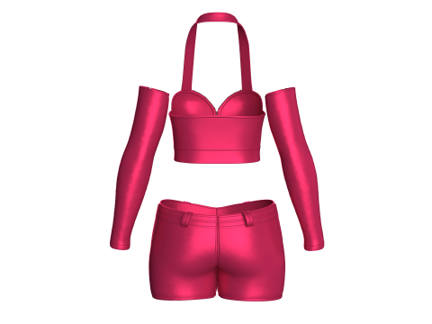 Girls Bralette With Shorts - Second life Outfit 3D Model