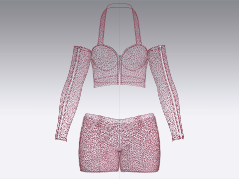 Girls Bralette With Shorts - Second life Outfit 3D Model